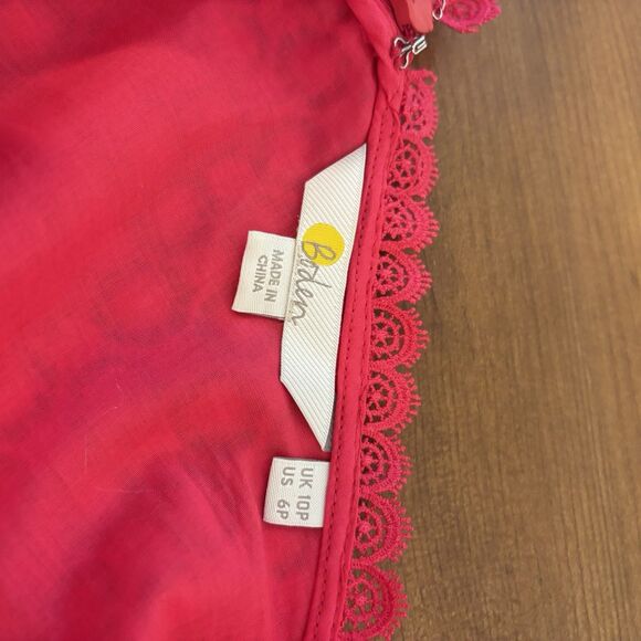 Boden Julieta Eyelet Lace Midi Dress in Bright Carnival Pink A-Line Size 6P - Picture 6 of 9